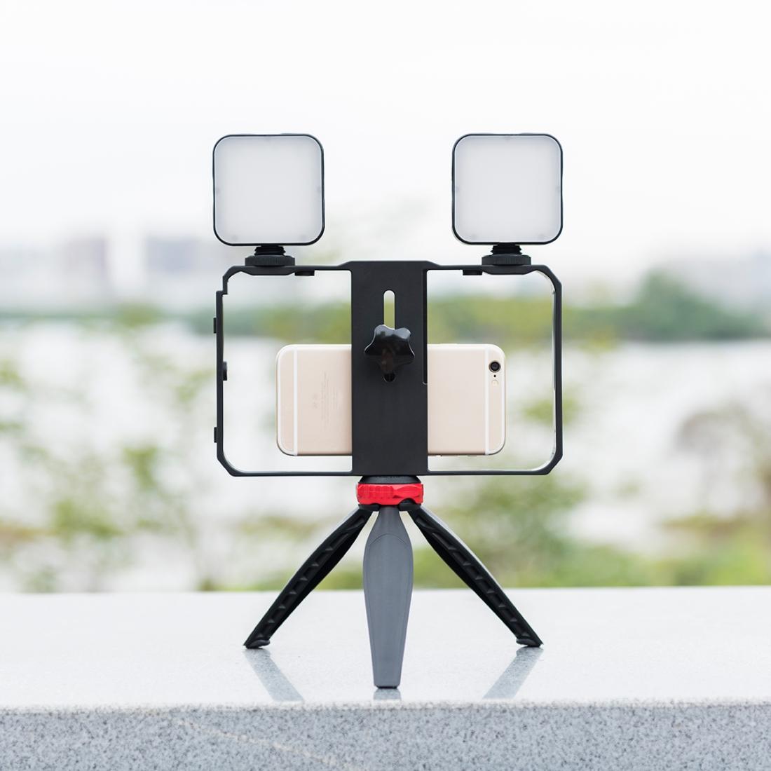 NNEIDS Vlogging Live Broadcast Led Selfie Light Video Rig With Smartphone Handle And Tripod