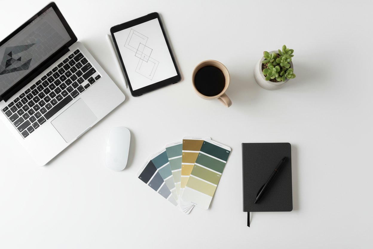 creative digital studio inspiration minimalist flatlay