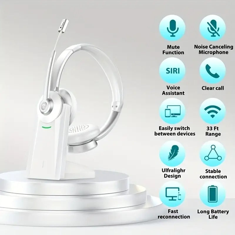 NNETM Wireless Headset with Mic and Charging Dock